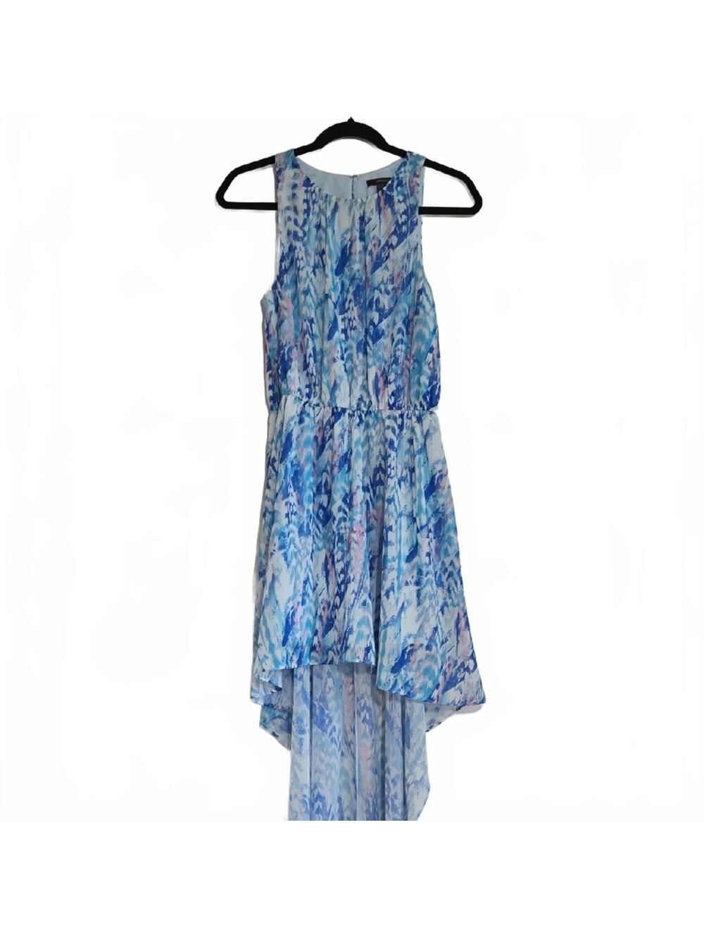Forever 21 Blue and White Printed High-Low Dress Size Medium
